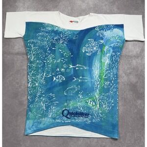 VTG Wrappez Women's Sz L Shirt Quicksilver Great‎ Barrier Reef  Blue Sea Coastal